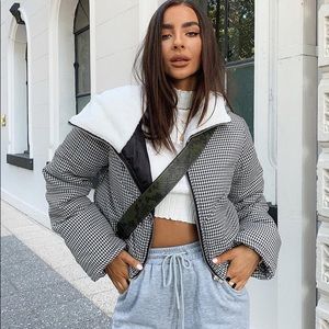 Princess Polly The Keri Puffer Jacket Black/White